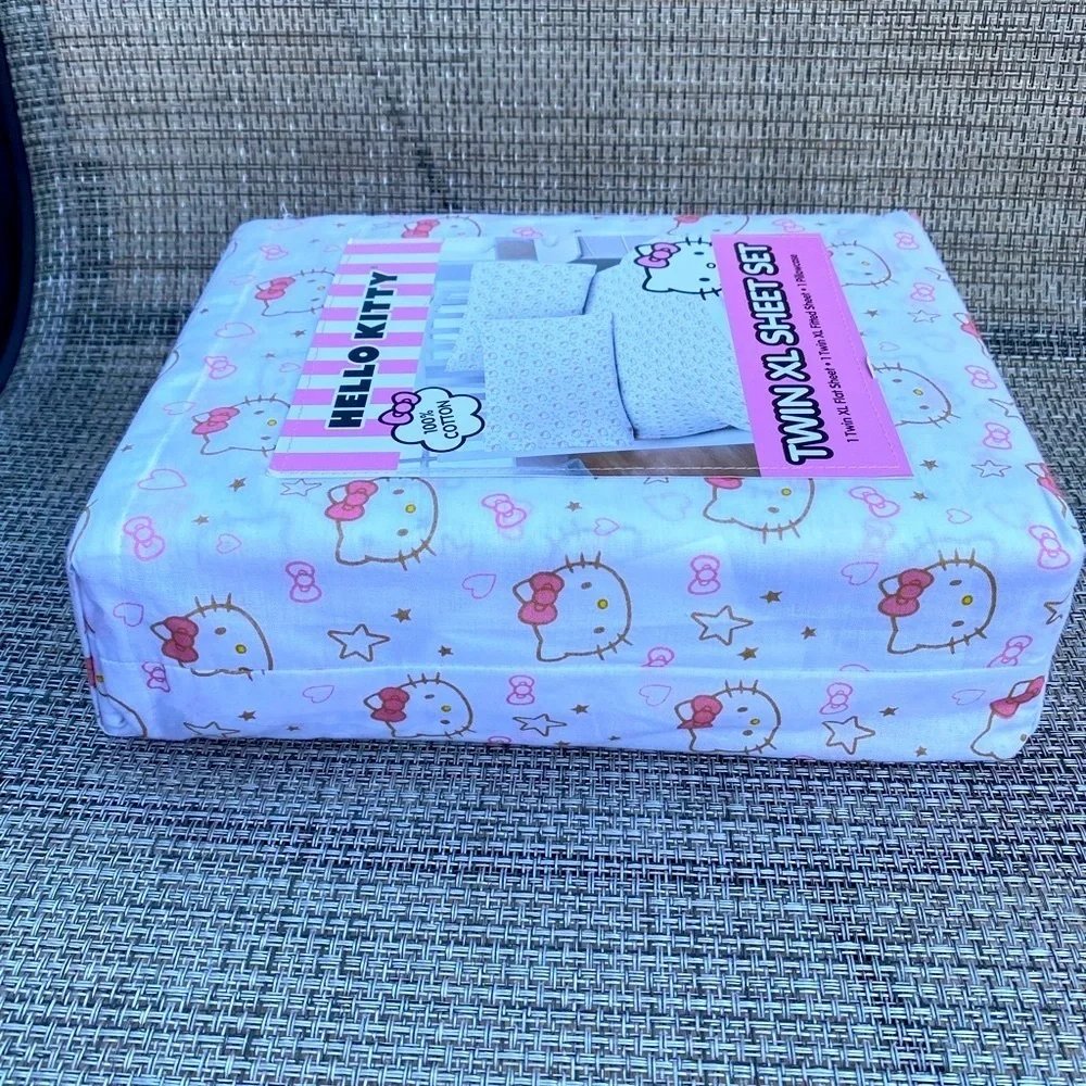 Hello Kitty by Sanrio 100% Cotton Pink Gold TWIN XL Sheet Set 3pc